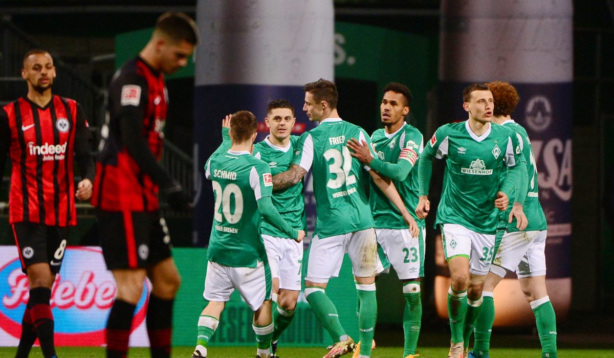 Werder bejubelt ein Tor gegen Frankfurt
