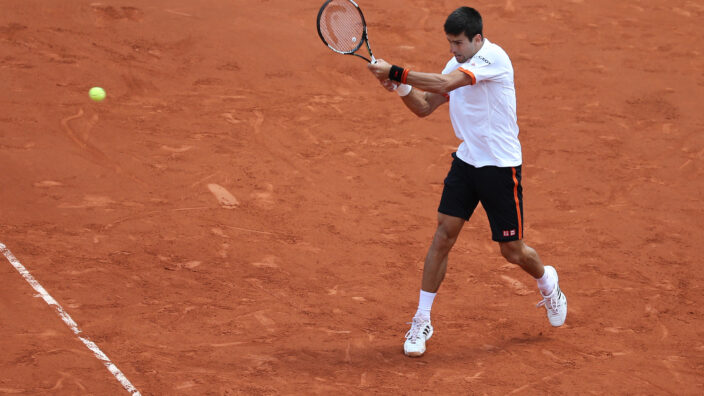 PARIS, FRANCE- MAY 30, 2015: Eight times Grand Slam champion Novak Djokovic in action during his third round match at Roland Garros 2015 in Paris, France