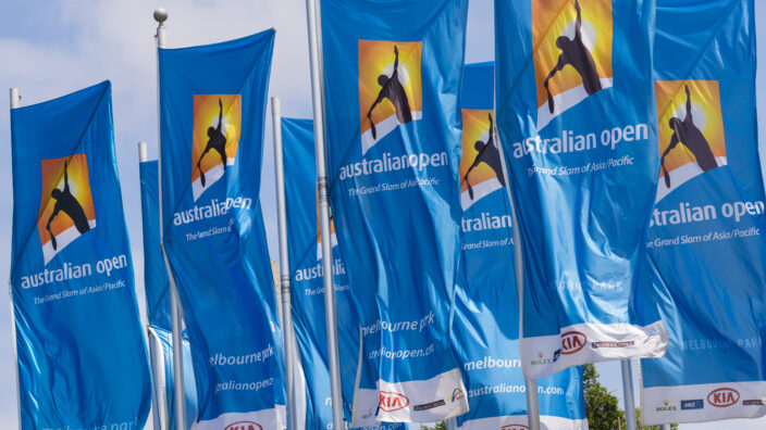 Flags with Australian Open logos